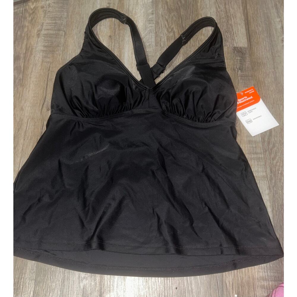 Sports Illustrated Women Black Tankini Top Size M